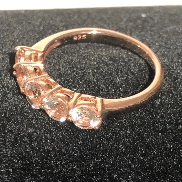 Estate Rose Gold 925 CZ Women's size 7 Ring 2.31g - Picture 5 of 9